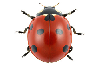 Isolated Seven-spot ladybug close-up, also known as Coccinella septempunctata insect, isolated