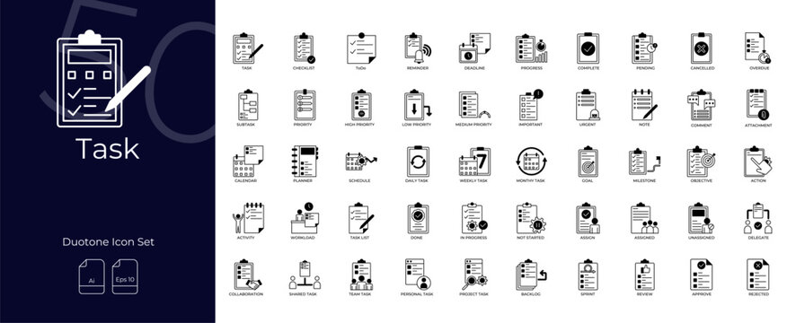 Task Duotone Editable Icons set