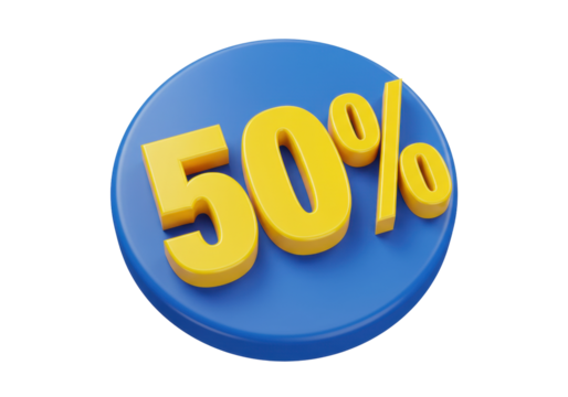 Isolated sale advertisement shows fifty percent discount special offer illustration render