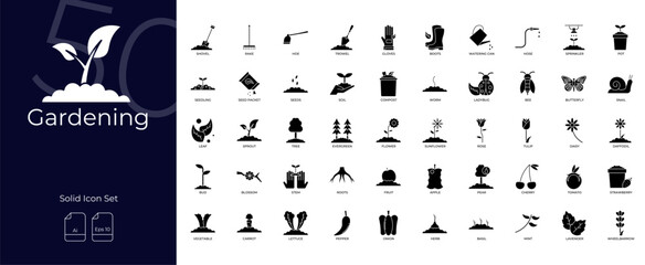 Gardening Solid Editable Icons set