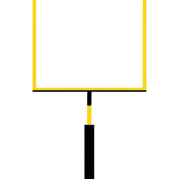 An american football goal post is isolated on a transparent background, creating a clear and simple sports illustration