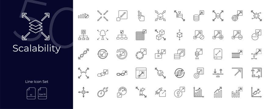 Scalability Line Editable Icons set
