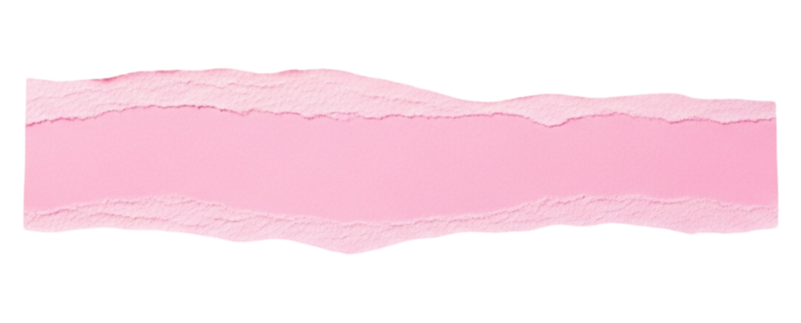 Pink torn paper edge frame isolated on transparent background for design element and decoration isolated on transparent background