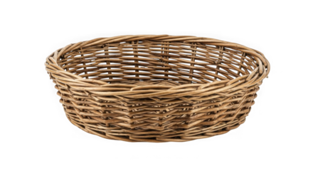 Woven wicker basket isolated on transparent background