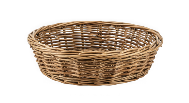 Woven wicker basket isolated on transparent background