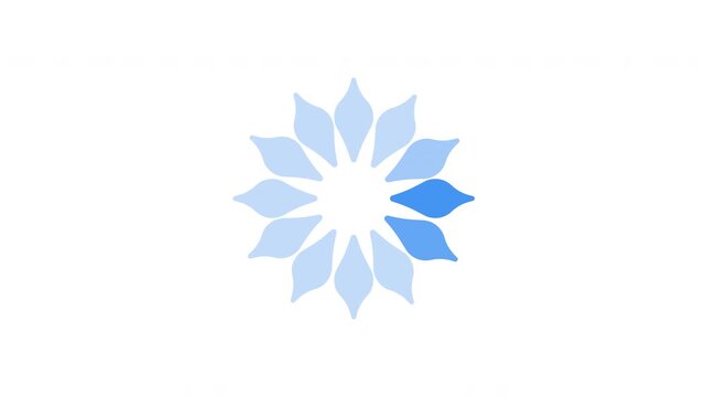 Dual floral petals highlight flower motion loading icon animation. Animated loader isolated on white transparent. Web design component 4K video. Buffer, spinner, preloader. User interface element