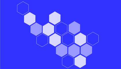 Abstract background with blue hexagon shapes creating a blurred pattern.