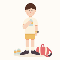 Flat cartoon illustration of a boy athlete. Healthy lifestyle and fitness concept in minimal flat design, perfect for school, exercise, and activity themes.