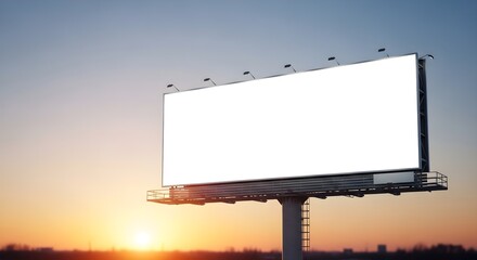 Obraz premium Outdoor blank white billboard mockup with clear blue sky background