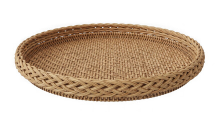 Handwoven wicker basket isolated on transparent background