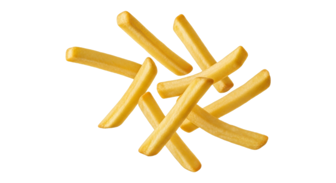 Heap of golden french fries isolated on transparent background tasty and crispy snack or side dish for fast food - Powered by Adobe