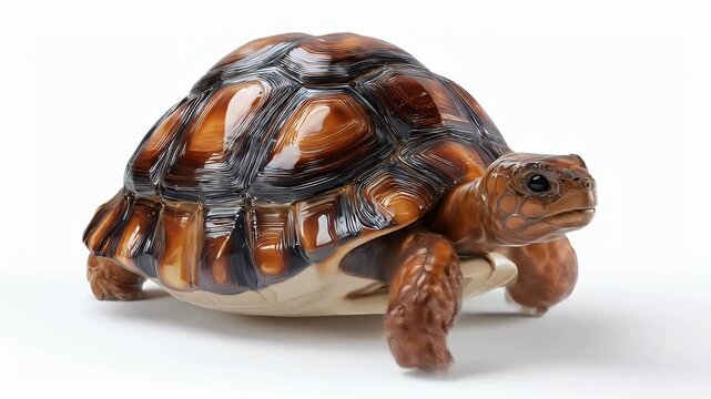 Detailed Studio Shot of a Tortoise on White Background.