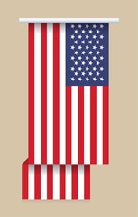 Vertical USA Flag Hanging Vector Illustration.