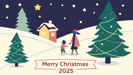 Merry Christmas 2025 poster vector