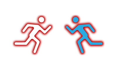 Running People Icon Duo for Sports Competition and Fitness Motion UI – PNG