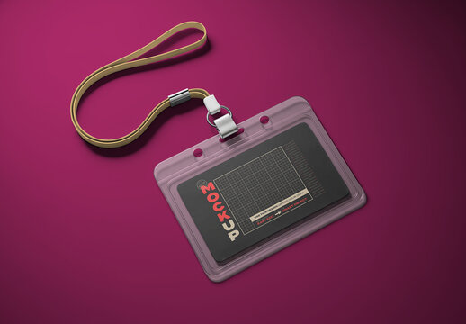 Horizontal Id Card Holder Mockup with Stripe