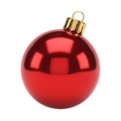 Shiny red Christmas ornament with gold cap ready for holiday decorating