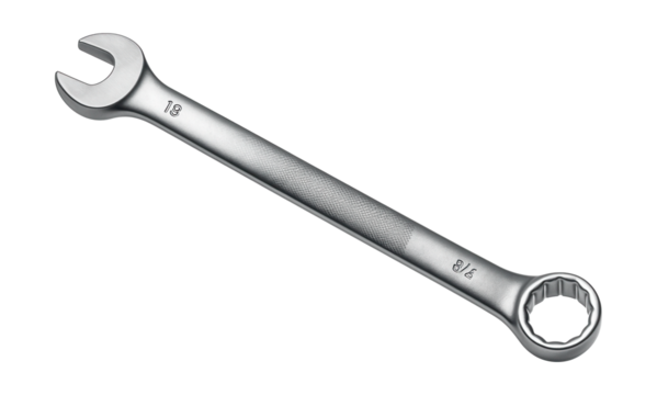Extended combination wrench for enhanced leverage in industrial applications.