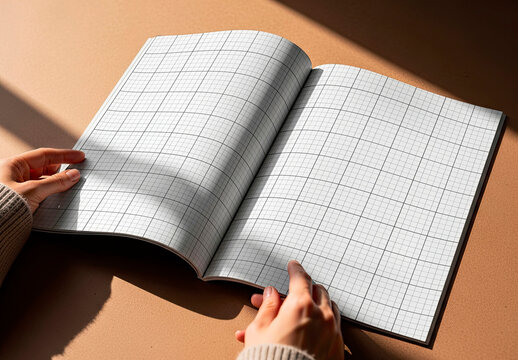 Open Magazine with Hands Pointing Mockup