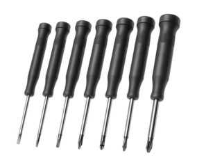 Magnetic precision screwdriver set with anti-static features for assembling computers.