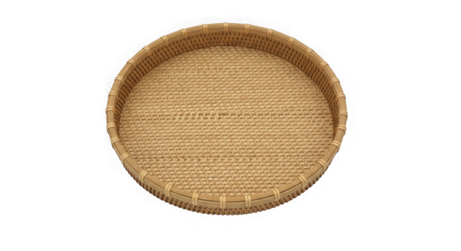 Woven bamboo sieve isolated on transparent background