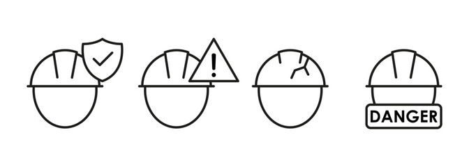 Different safety symbols for helmets used in construction.