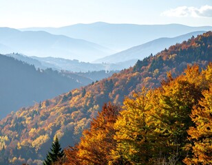 Autumnal mountain range landscape