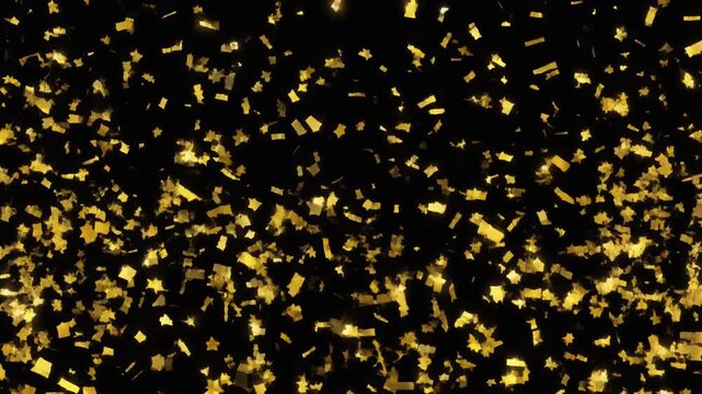 Gold glitter falling animated overlay, transparent 4K video, alpha channel