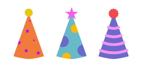 vector party hats set isolated on white