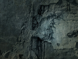 Damaged grunge pastel colored cracked wall background.