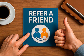 Refer a friend concept to promote for a social and commercial activity