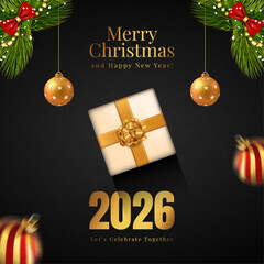 happy new year 2026 luxury party poster, minimal modern gold and black new year flyer, elegant abstract holiday celebration greeting card, 2026 business corporate new year event banner