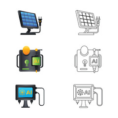 AI Eco Smart Technology Power Icon Set Vector Illustration