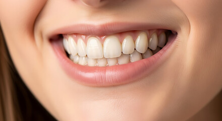 Smile, dental and closeup of woman teeth with health, wellness and morning oral hygiene routine. Self care, happy and zoom of young female person with mouth for clean, fresh or dentistry treatment.