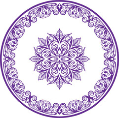 Purple ornate circular mandala pattern with elegant swirling border