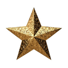 Elegant golden star with intricate ornamental detailing shines brightly