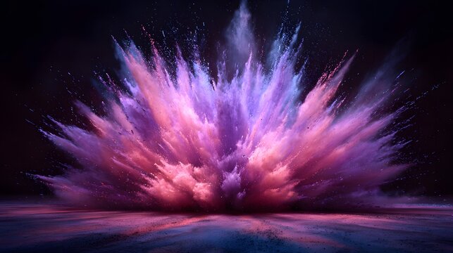 Vibrant cloud of magenta and violet dust expands dramatically against a dark backdrop - Powered by Adobe