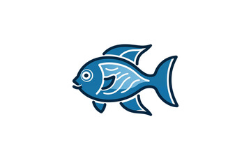 Light Blue Fish Logo on White Background | Minimalist Aquatic Design Symbol