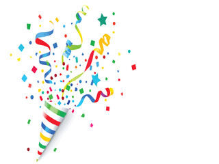 Obraz premium Colorful Confetti Celebration Popping Out of Party Horn