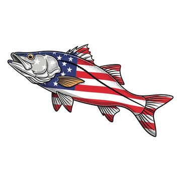american flag snook fishing illustration logo vector image t shirt