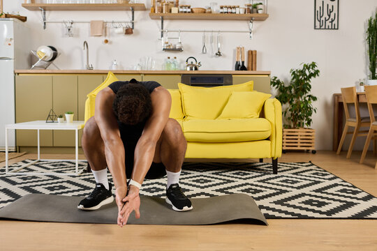Strength and focus captured in a home workout session