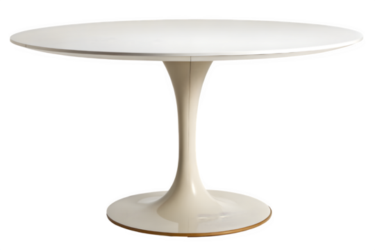 White tulip style round dining table isolated on transparent background