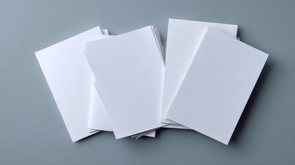 Stacks of blank paper arranged on a surface, ready for use