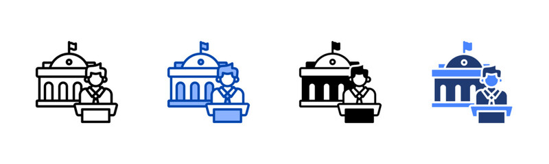 Governor icon set multiple style collection