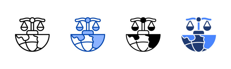 Law icon set multiple style collection