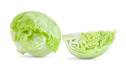 Green Iceberg lettuce isolated on transparent png ( image from camera )