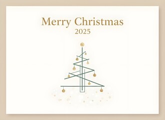 Minimalist christmas card design with stylized christmas tree and text