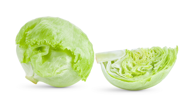 Green Iceberg lettuce isolated on transparent png ( image from camera )