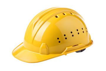Yellow hard hat safety helmet isolated on transparent background