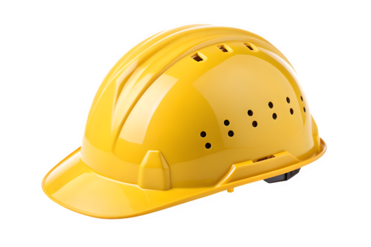 Yellow hard hat safety helmet isolated on transparent background